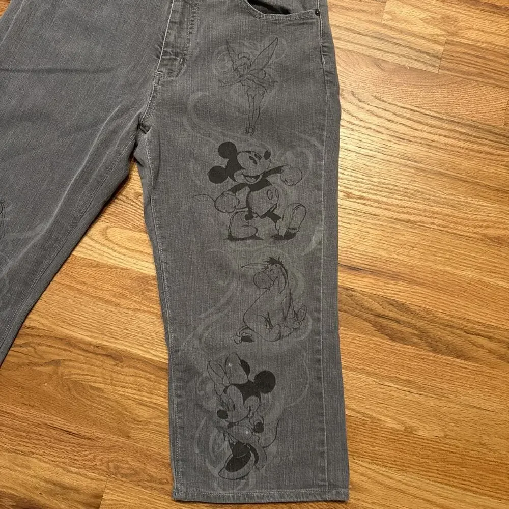 Disney Store Denim Jeans Capri Mickey Minnie Tinkerbell Alice Eeyore Cleo sz 14 - Picture 3 of 9